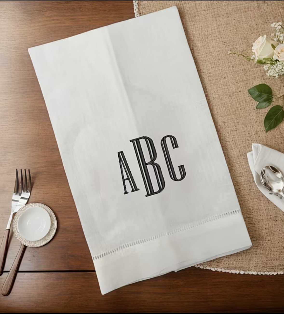 Linen monogram towels