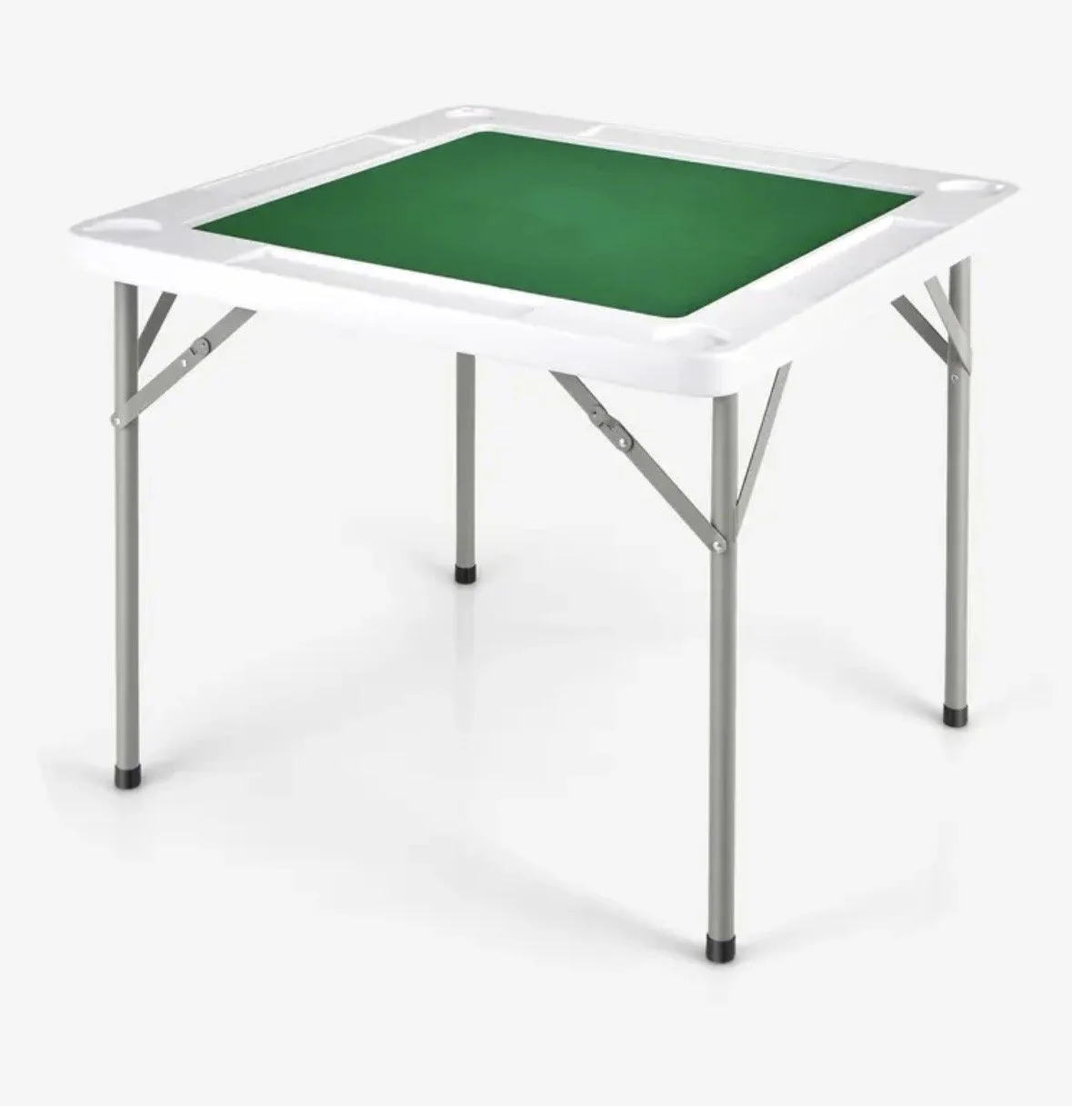 Mahjong folding table white with green top