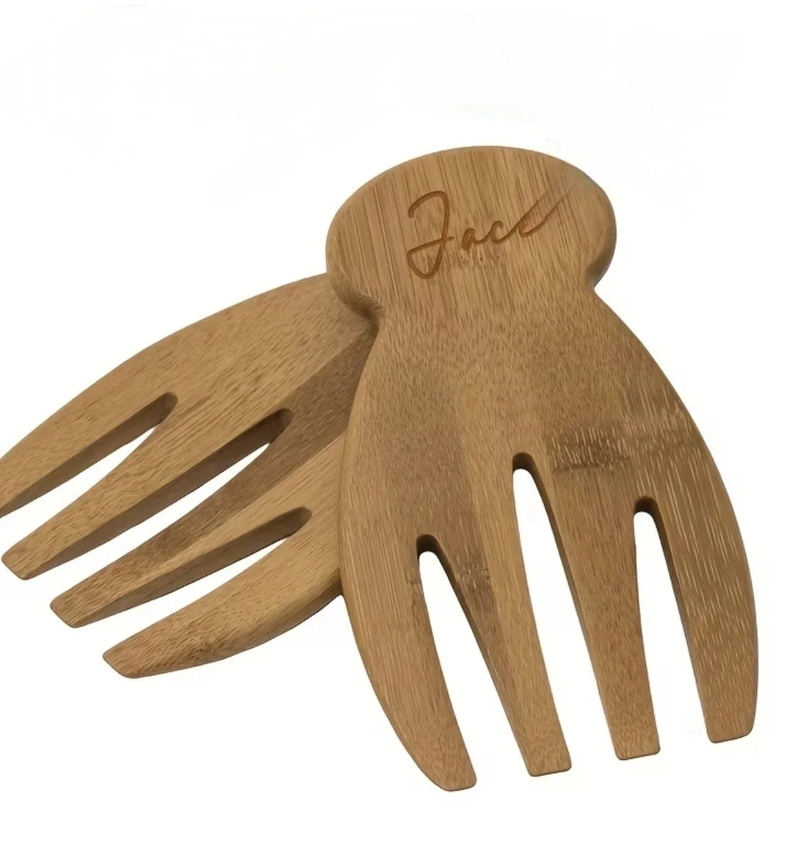 Personalized bamboo salad tongs