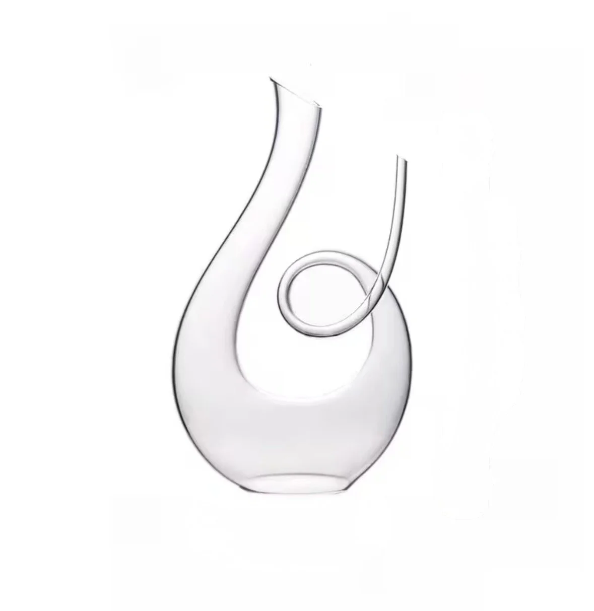 Wine decanter with a figure eight swirl