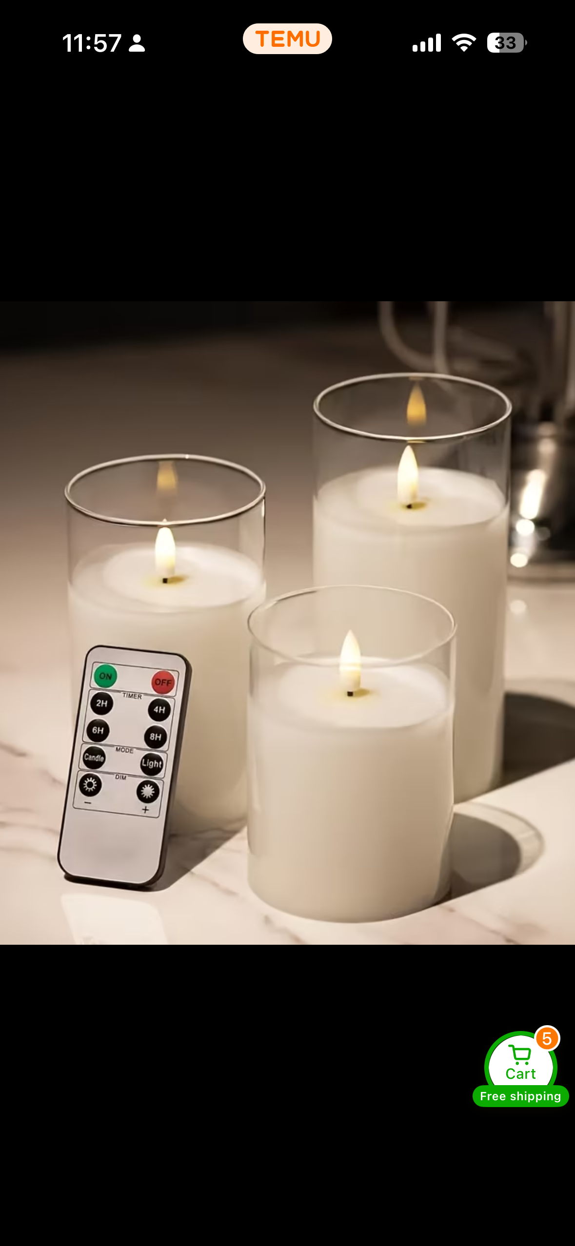Set of three battery operated LED flamless candles