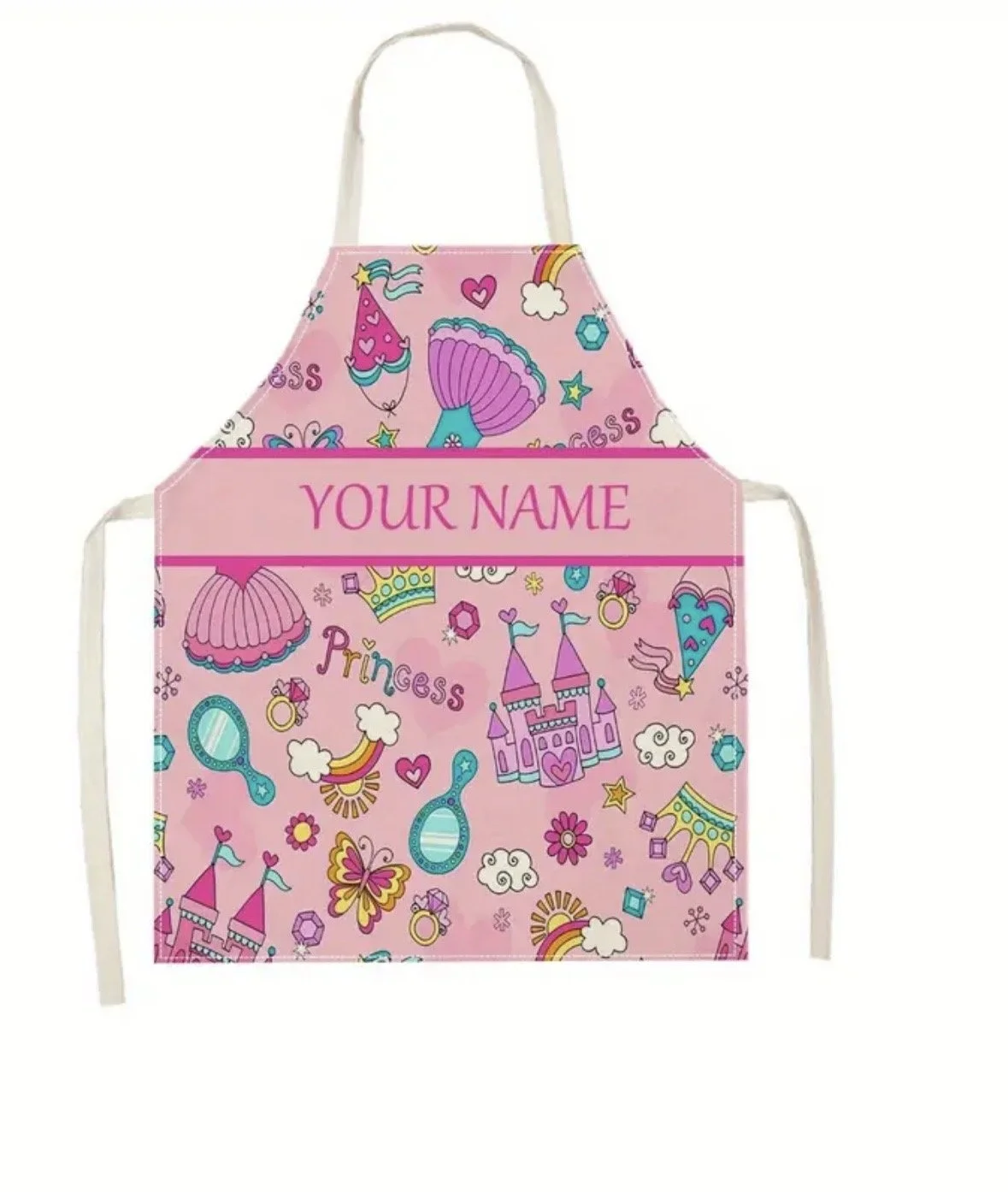 Unicorn Princess and Castle Toddler Apron.  Best part it can be personalized!