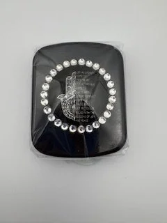 Small Black bling hamsa with house blessing inside.