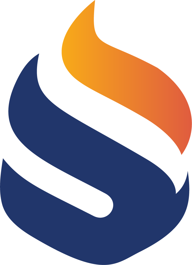 Stylized S logo with orange flame tip representing Skilled and Trained HVAC branding