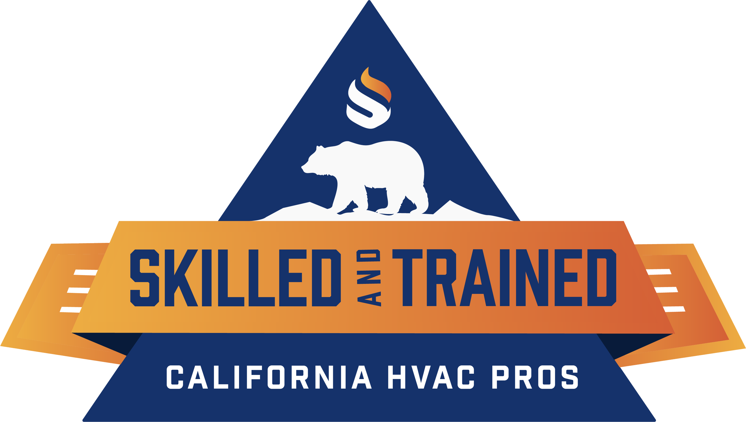 Skilled and Trained California HVAC Pros official logo with bear and flame icon