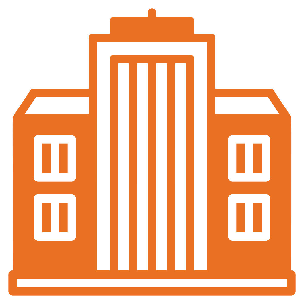 Orange high-rise building icon indicating experience with complex facilities