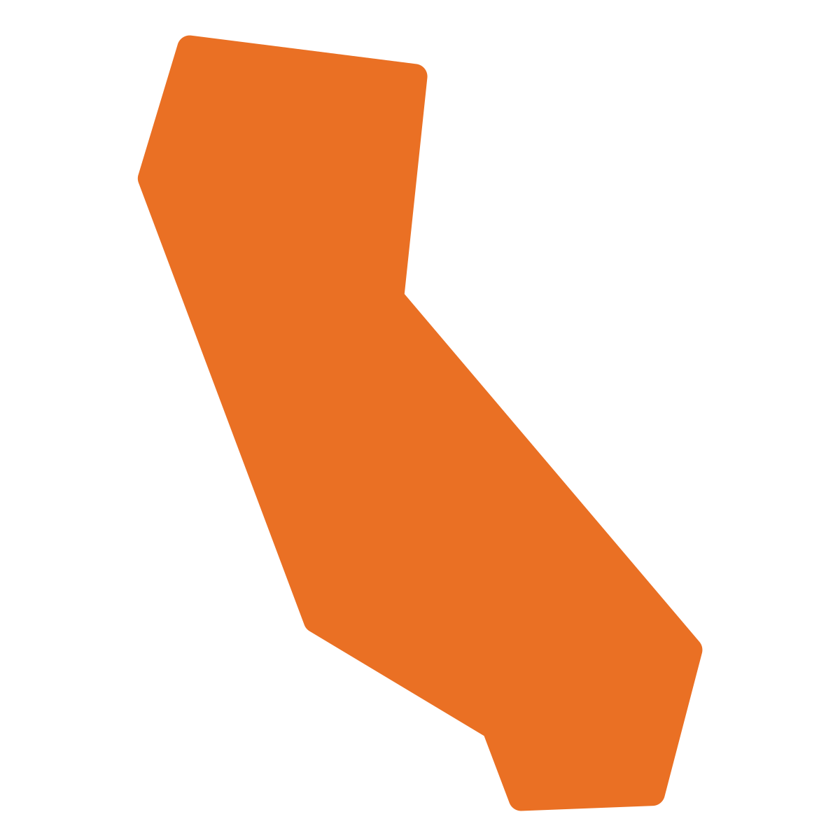 Orange California state outline icon representing local certified workforce
