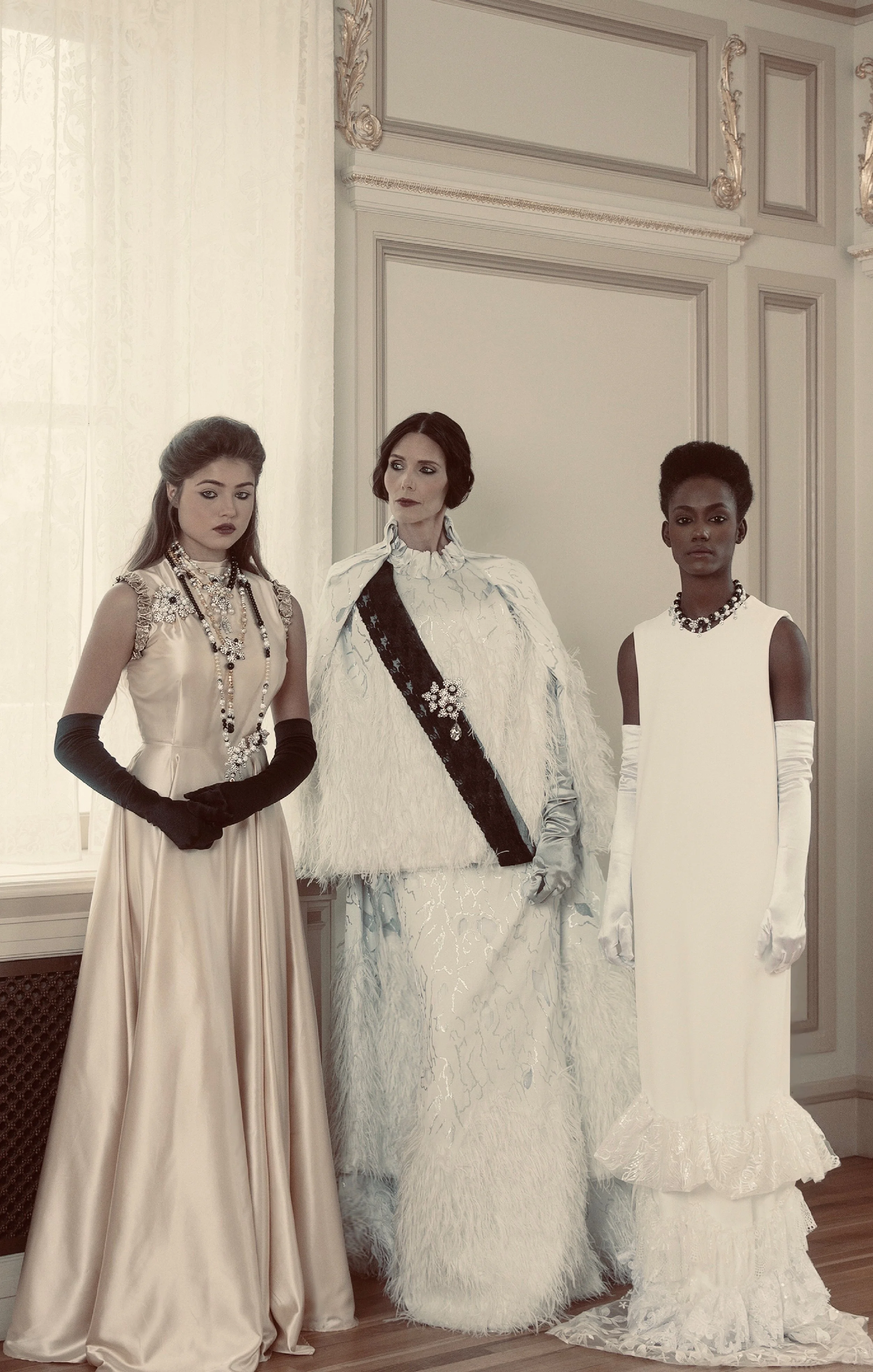 Elsa Harper (left), Leanne Freedman (center), and Dieumerci Kasemire (right) photographed by Phillip Istomin, Hair by Steven Robertson, and Makeup by Liz Oyeneyin