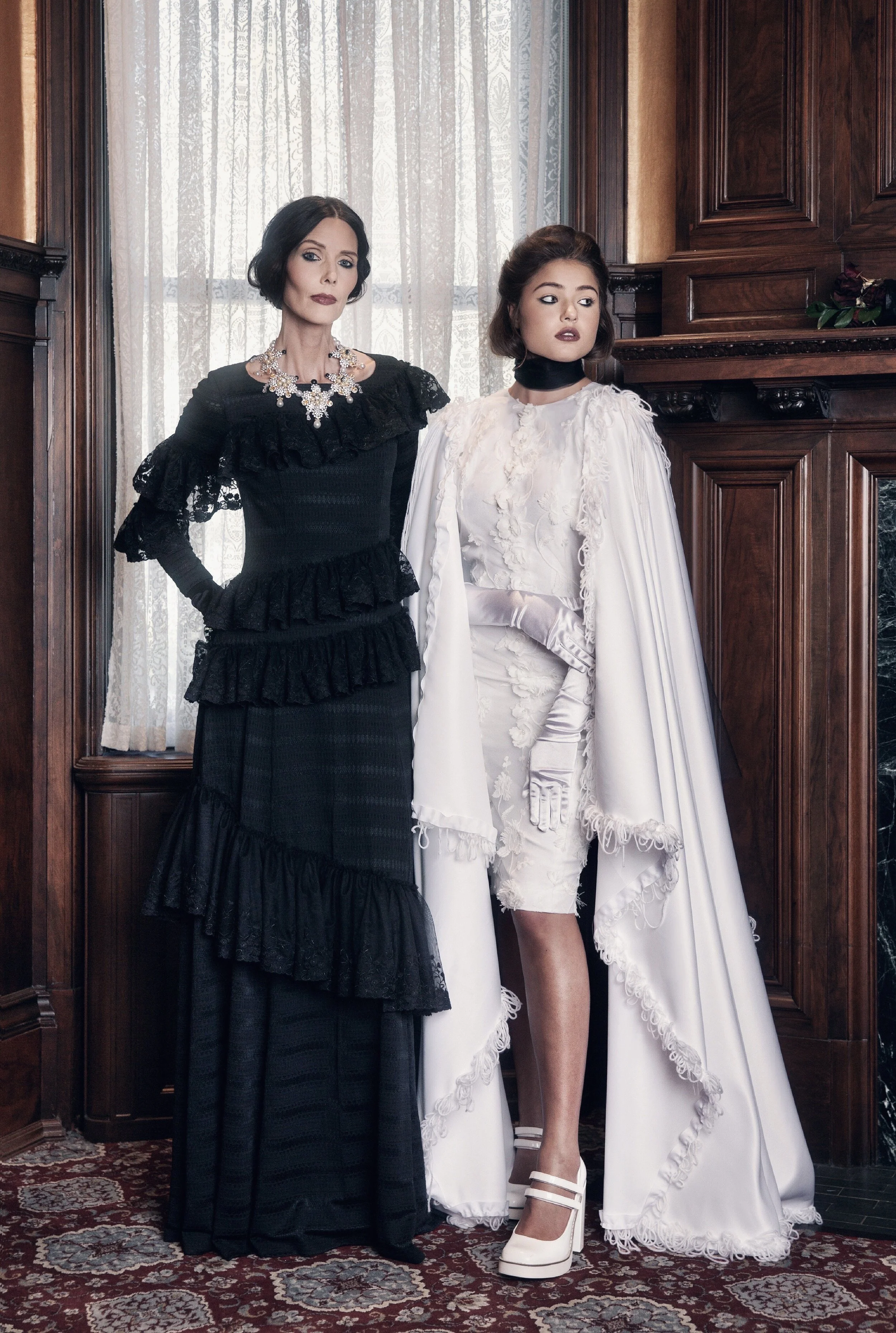 Leanne Freedman (left) and Elsa Harper (right) photographed by Phillip Istomin, Hair by Steven Robertson, and Makeup by Liz Oyeneyin