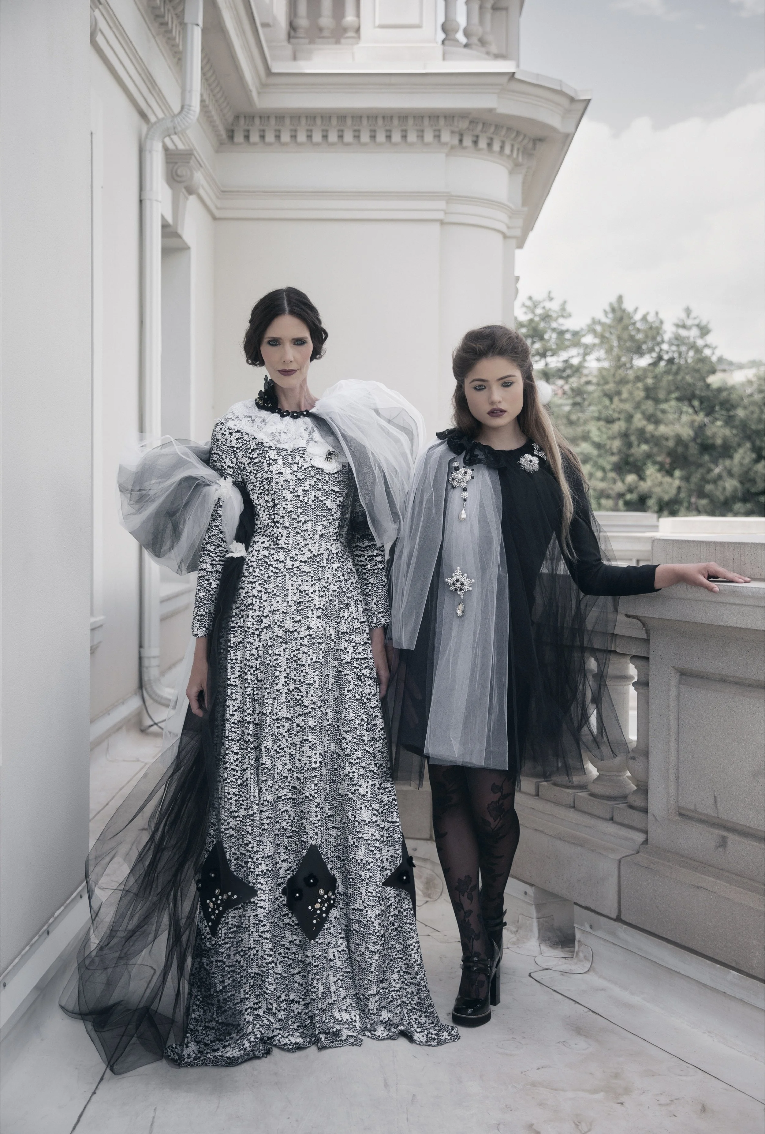 Leanne Freedman (left) and Elsa Harper (right) photographed by Phillip Istomin, Hair by Steven Robertson, and Makeup by Liz Oyeneyin