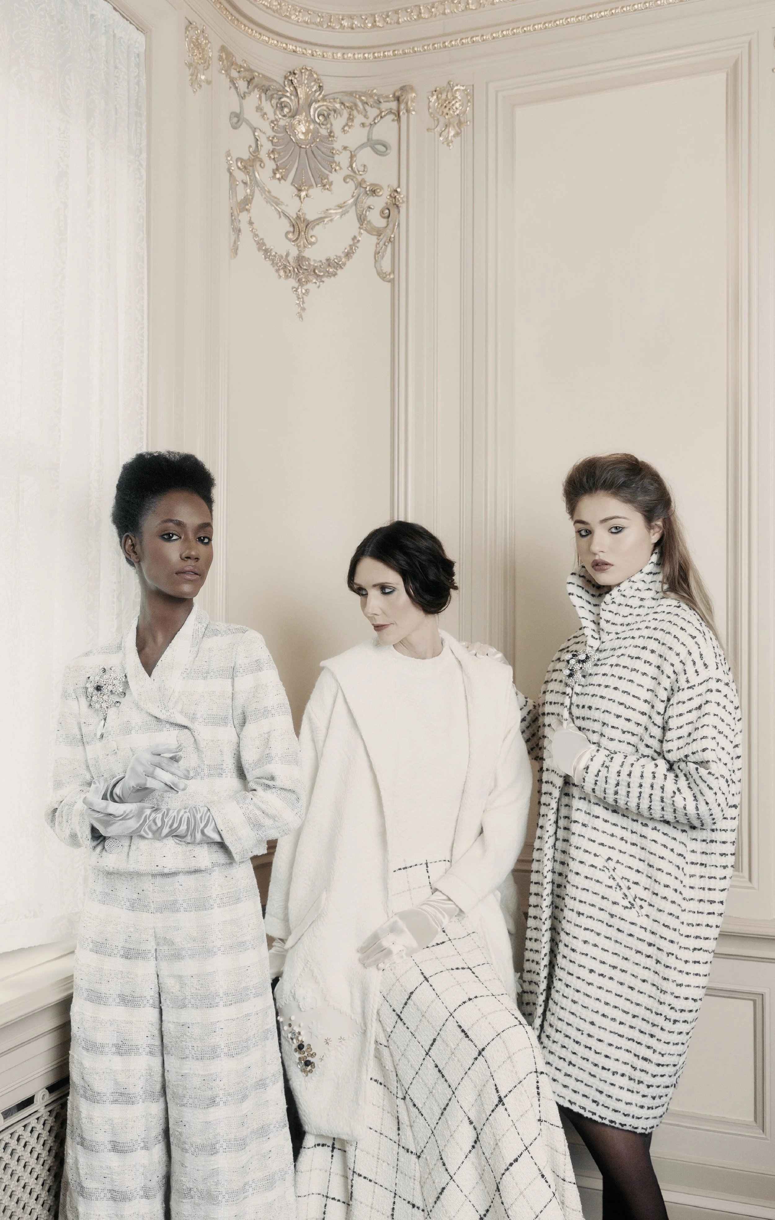 Dieumerci Kasemire (left), Leanne Freedman (center), and Elsa Harper (right), photographed by Phillip Istomin, Hair by Steven Robertson, and Makeup by Liz Oyeneyin
