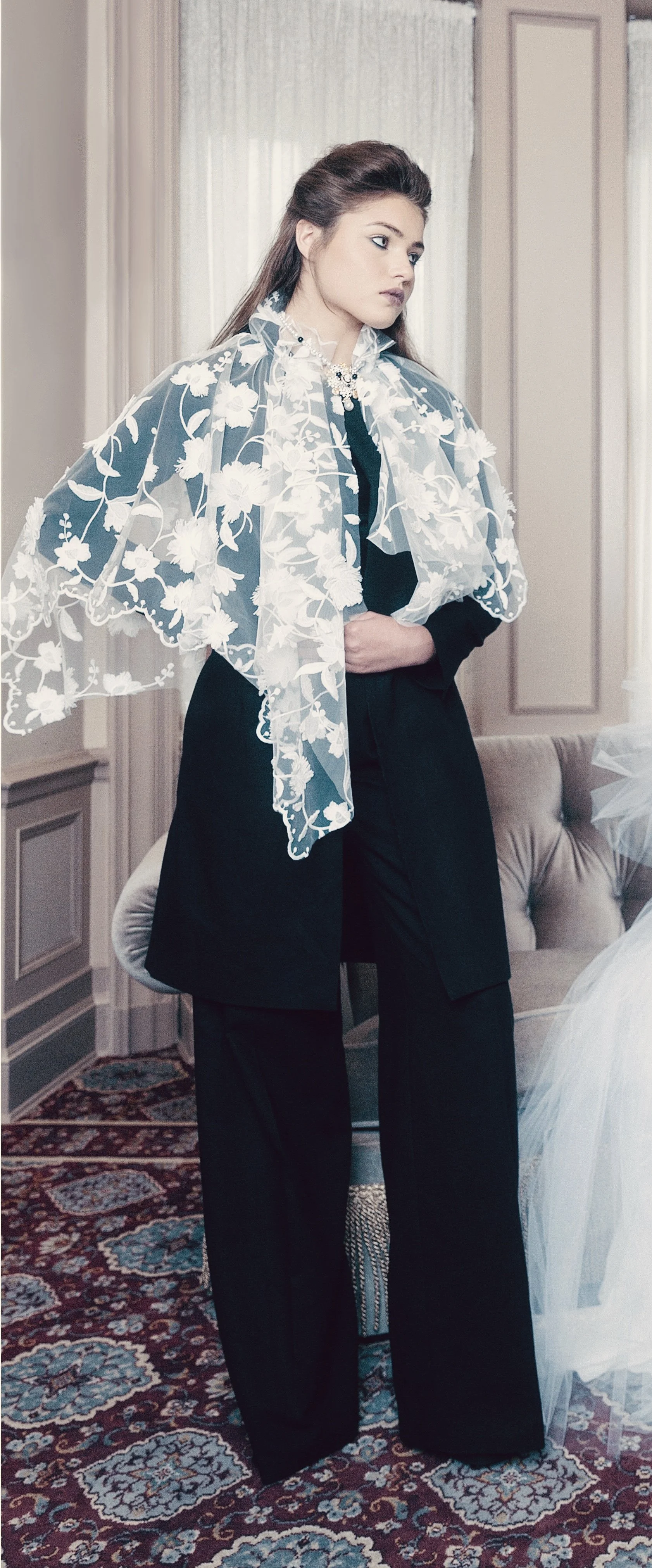 Elsa Harper (right) photographed by Phillip Istomin, Hair by Steven Robertson, and Makeup by Liz Oyeneyin
