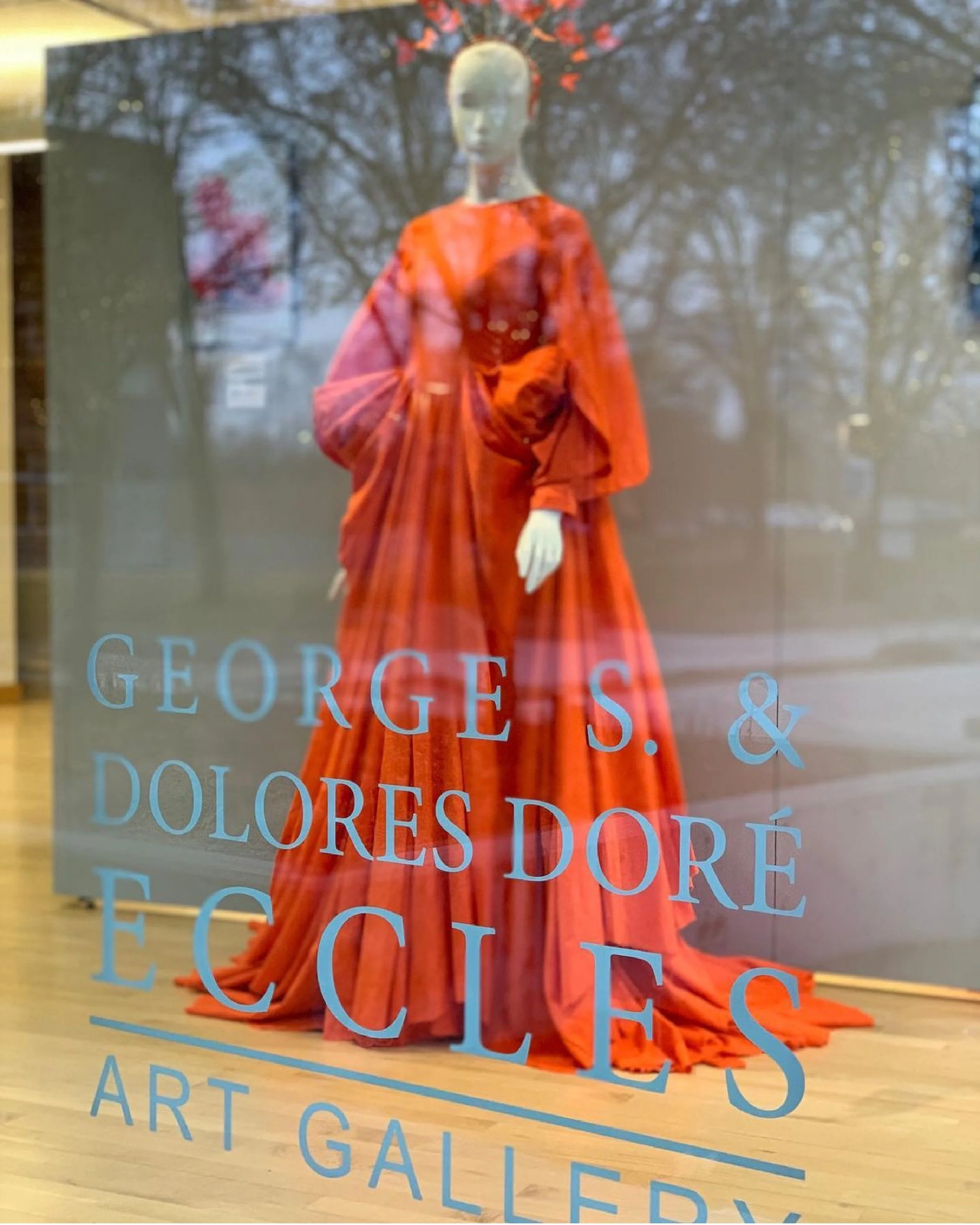 My gown and headpiece featured in an art gallery