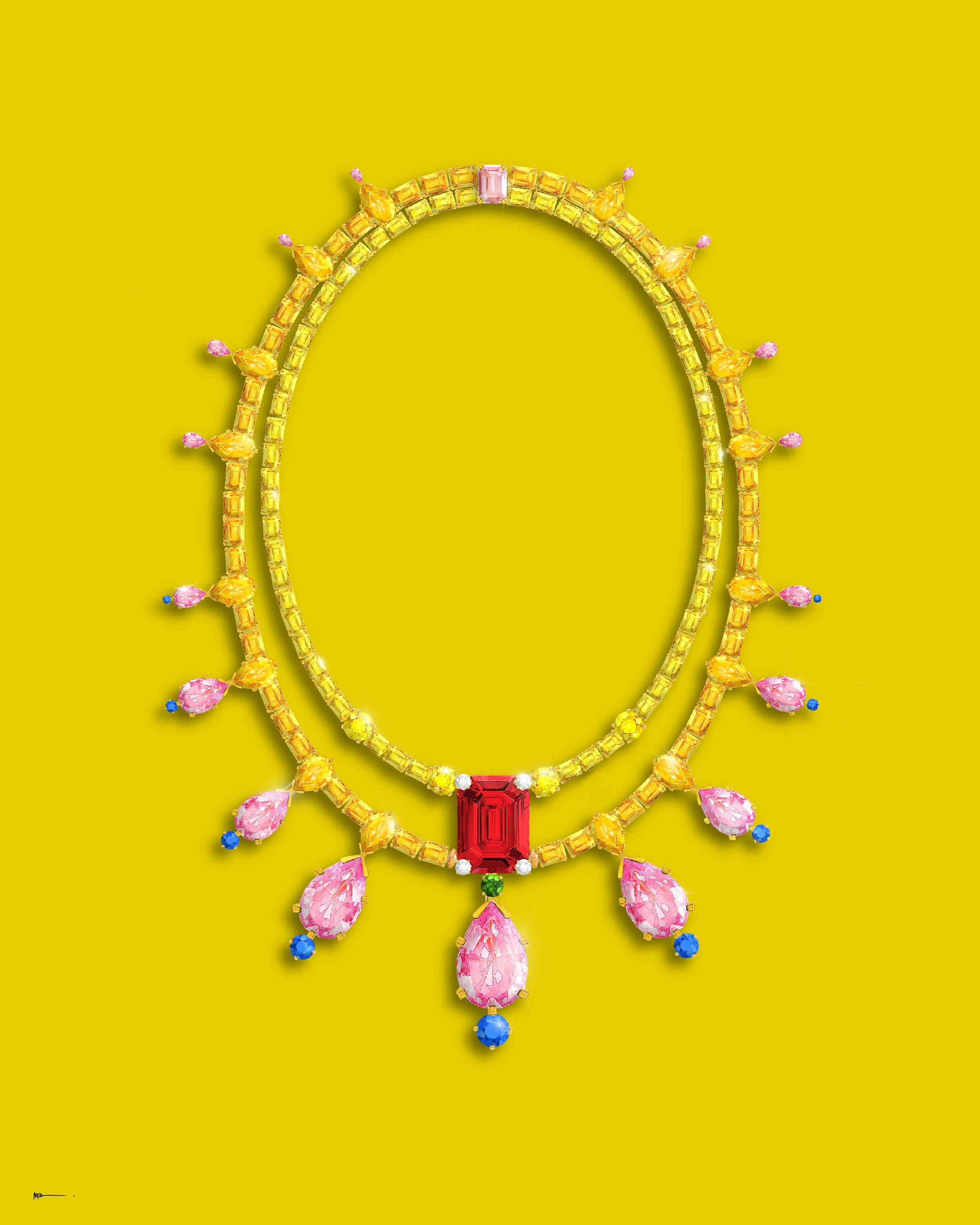 Mustard Necklace Print
