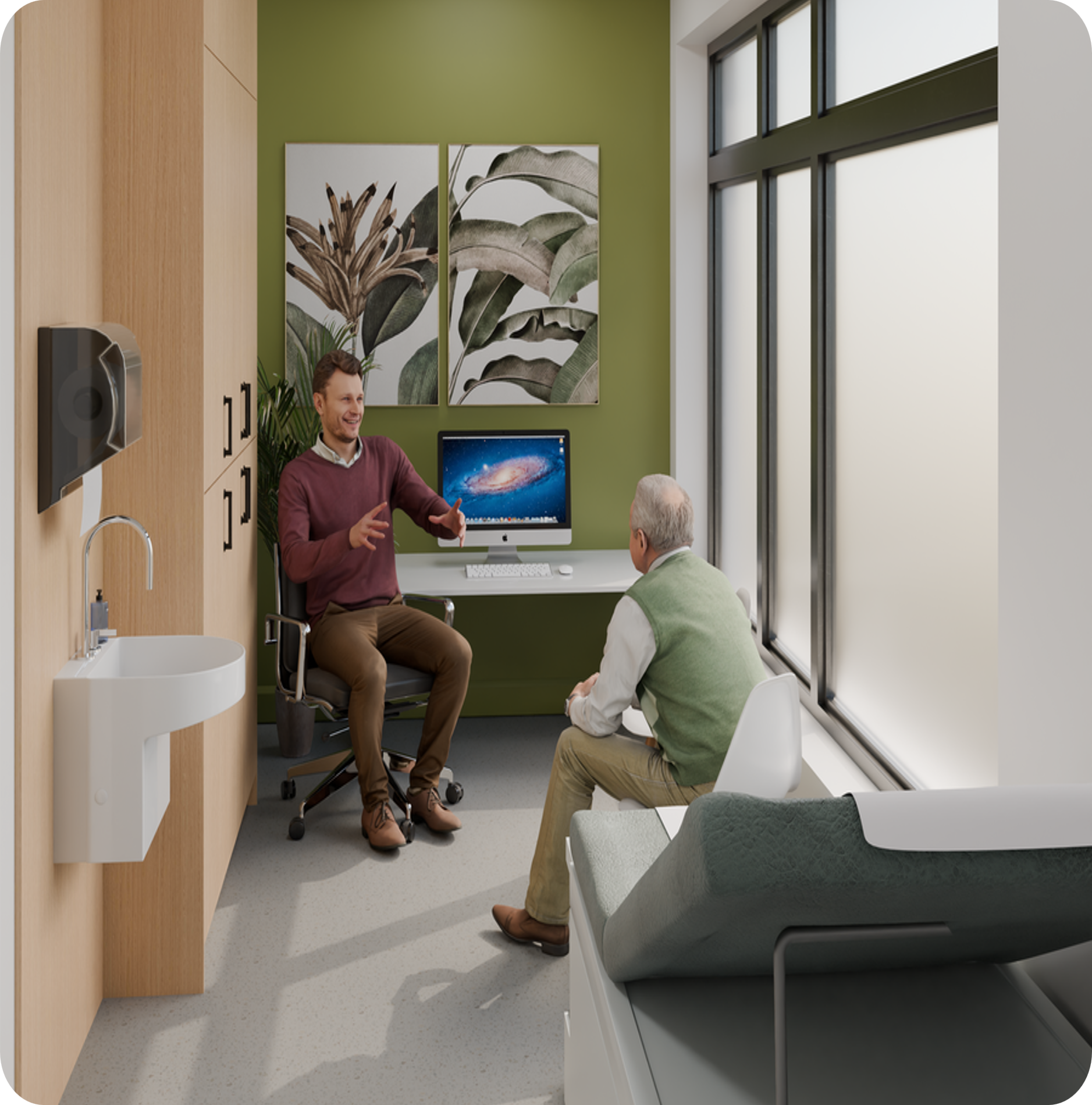 Sample rendering of what a clinician's room could look like.