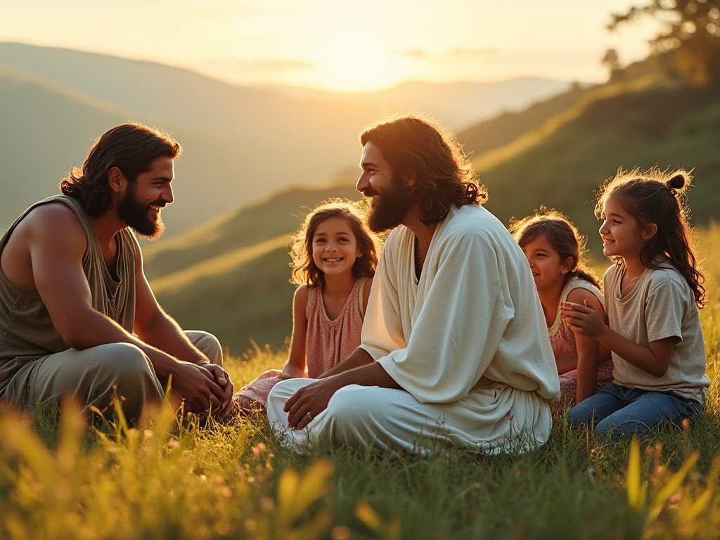 Jesus sitting with a group of friends