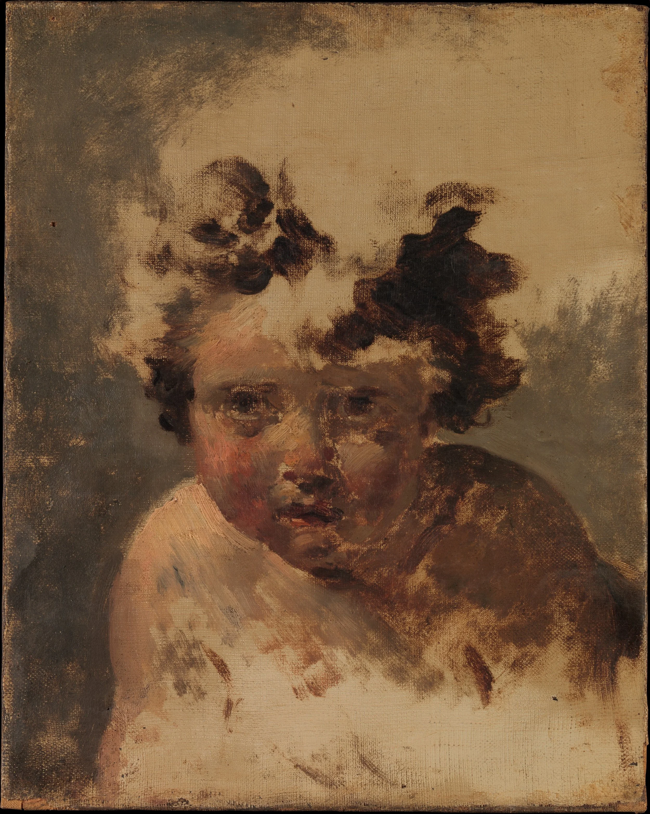 Head of a Child by Jacques Louis David, a soft painted portrait of a young child, paired with an article about music therapy for autistic children, attunement, social motivation, and emotional connection.