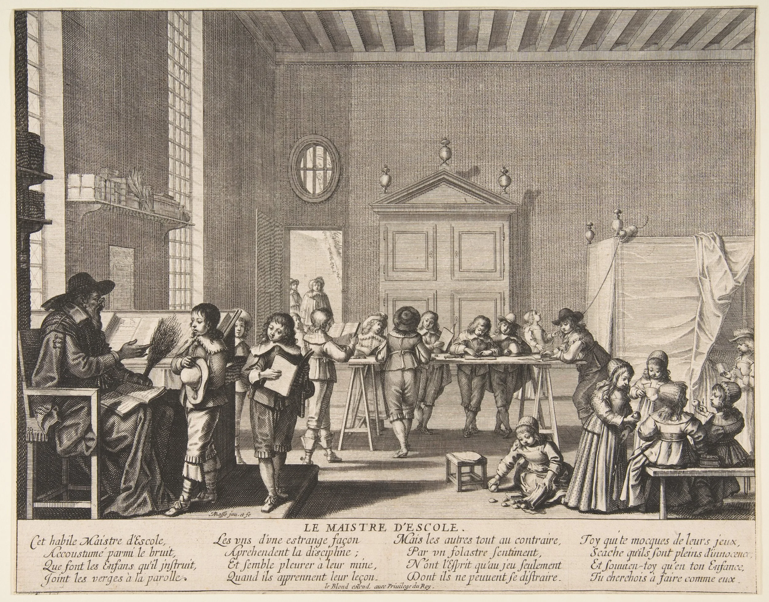 The School Master by Abraham Bosse, historic classroom scene for a music therapy article on special education and communication.