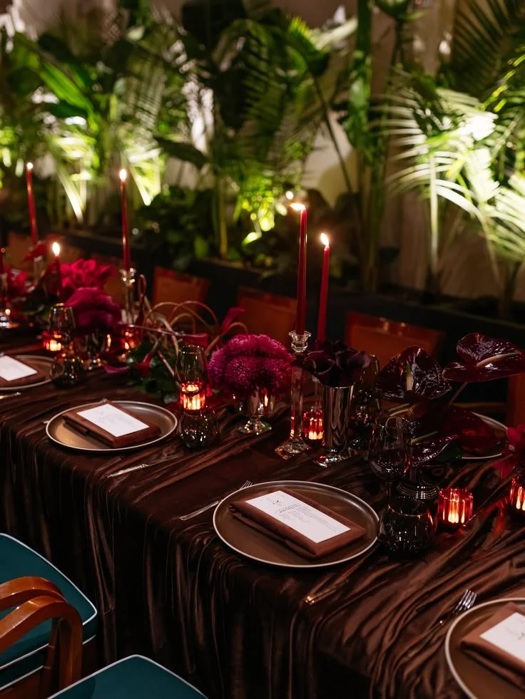 Chocolate brown table decorations_ Birthday dinner.jpg