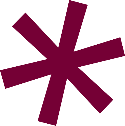 A stylized, abstract asterisk symbol in dark purple on a black background.