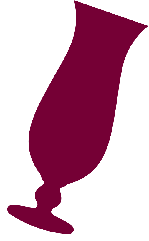 Silhouette of a drinking glass with a straw, shaped like a maraca, in purple color.