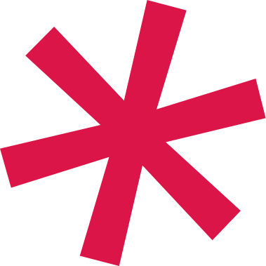 A red asterisk symbol with six arms extending outward in different directions.