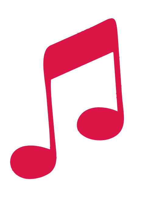 Pink musical note icon on a black background.