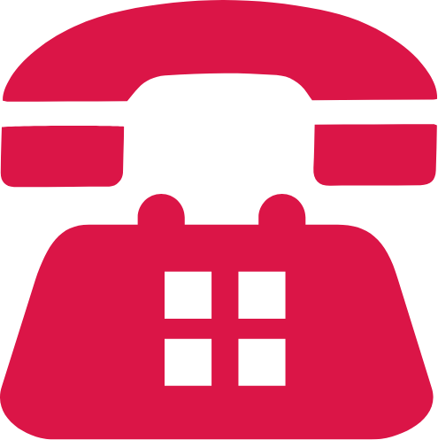 Icon of a vintage rotary telephone in red.