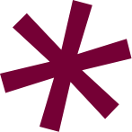 Stylized asterisk symbol in dark purple against a black background.