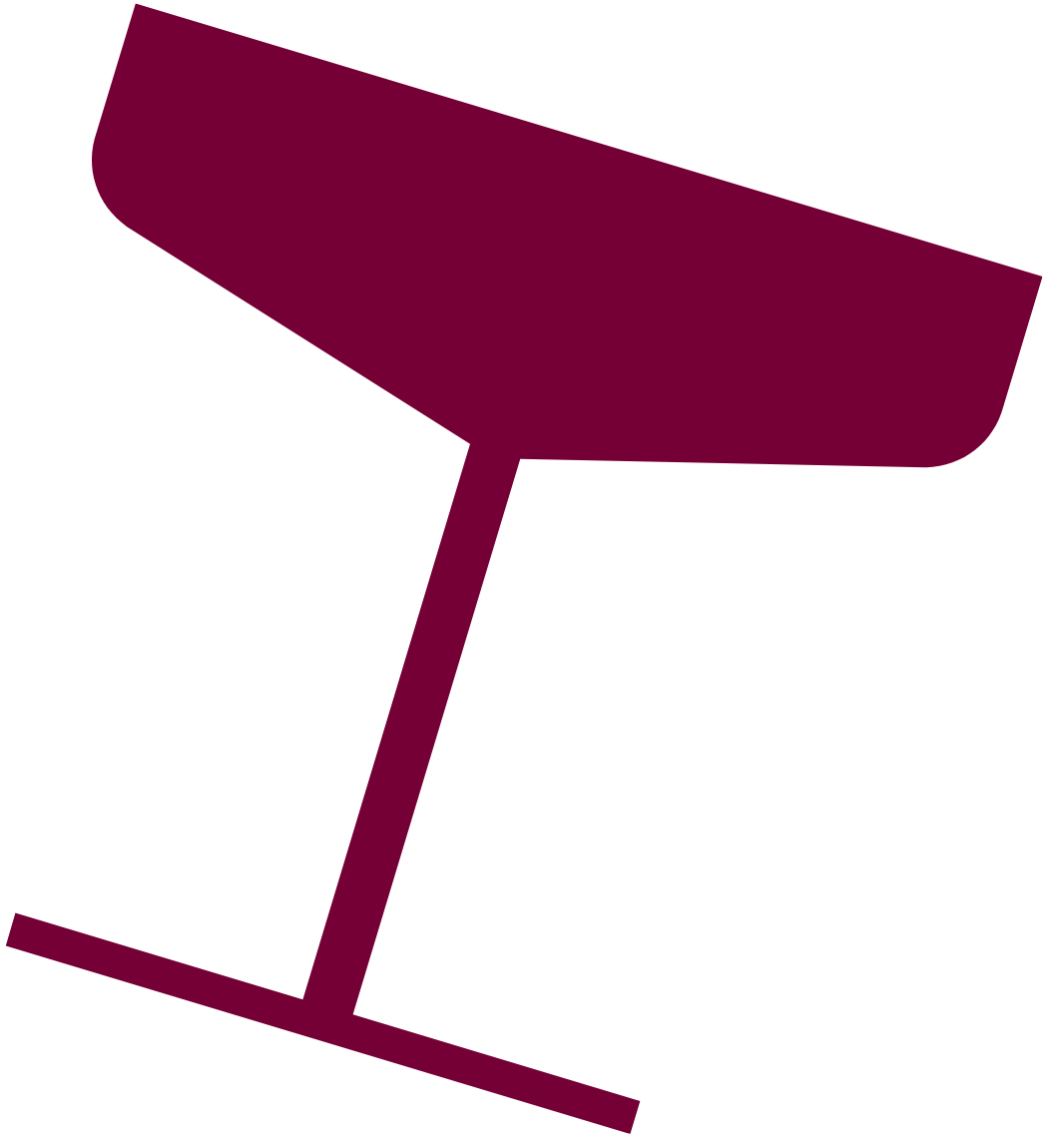 Silhouette of a tilted wine glass viewed from above, shaded in dark red.