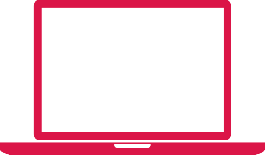A laptop with a black screen and a pink frame.
