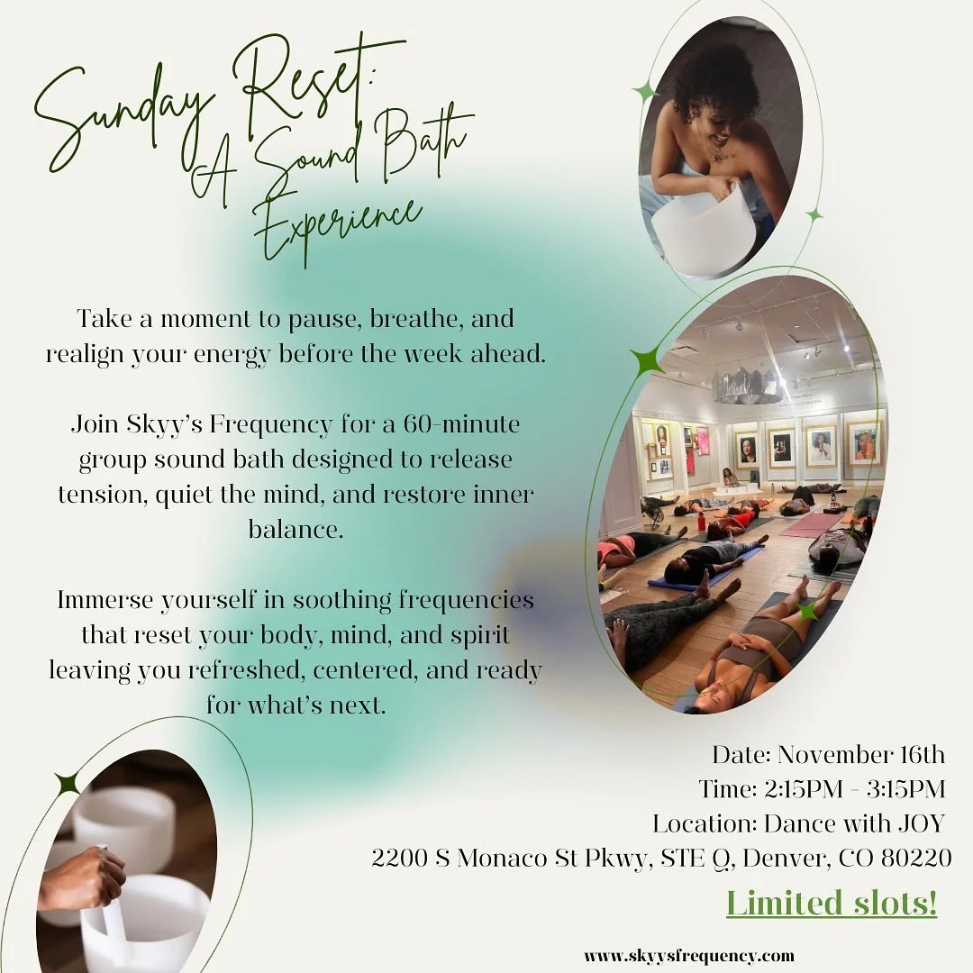 Take a moment to pause, breathe, and realign your energy.

Join us for Sunday Reset: A Sound Bath Experience :  A 60-minute journey designed to melt away tension, quiet the mind, and restore balance before a new week begins.
Sunday, Nov 16 | 2:15&nda
