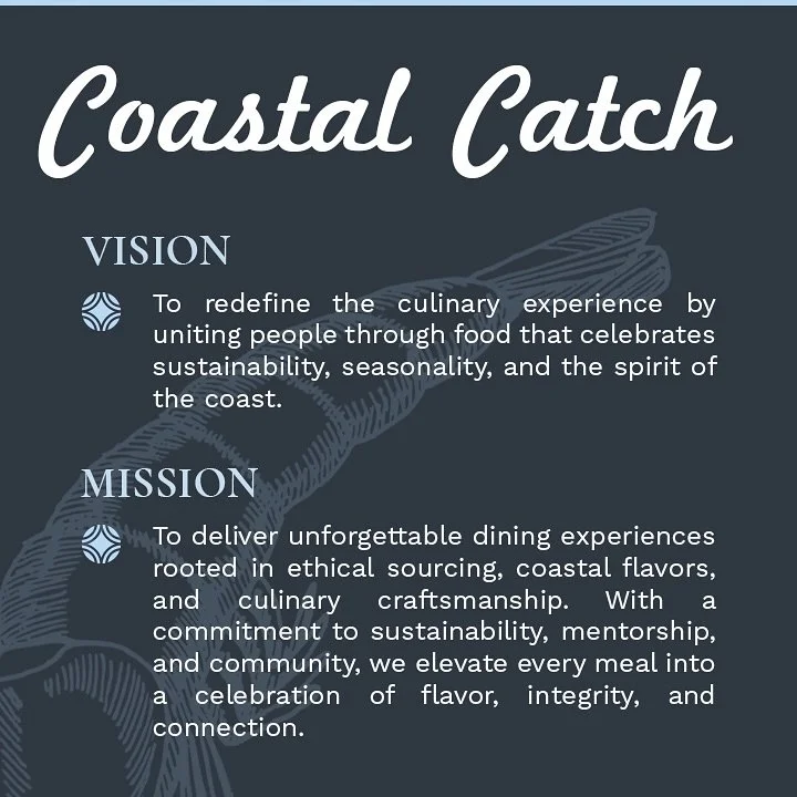 🌊 Our Why. Our Way. At Coastal Catch, our mission is simple: bring people together through unforgettable food rooted in coastal flavors, open-fire cooking, and the freshest local seafood.
We believe in honoring the seasons, the sea, and the spirit o