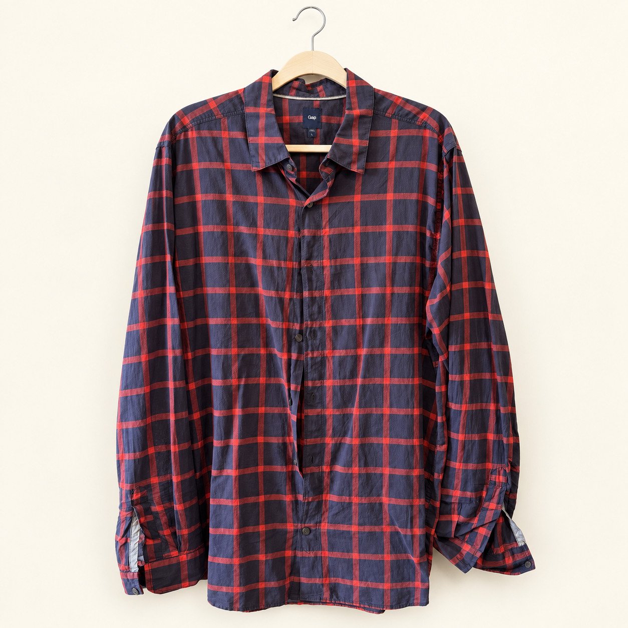 Gap Navy & Red Windowpane Check Button-Down