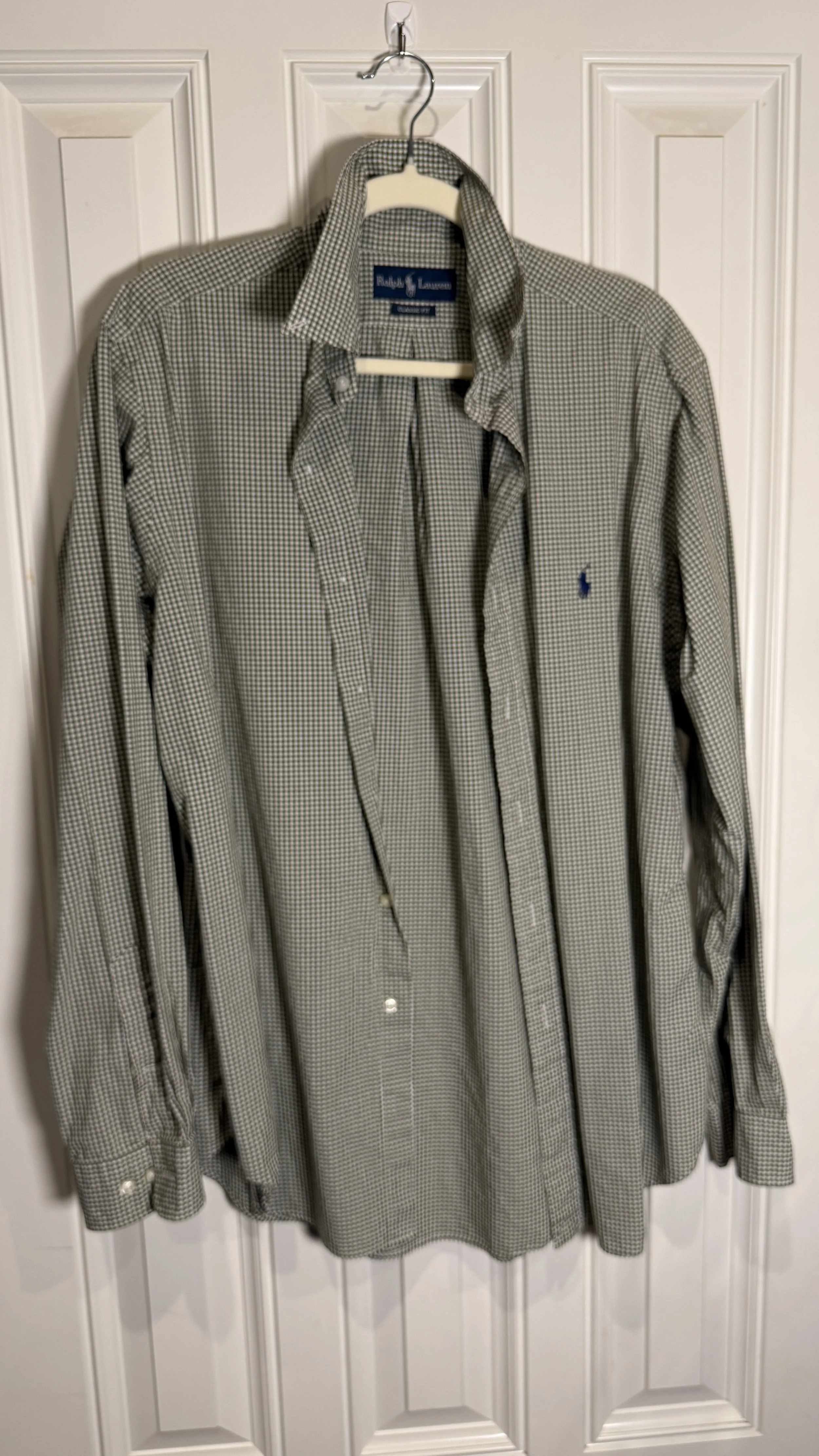 Ralph Lauren Light Olive Gingham Button-Down (Classic Fit)