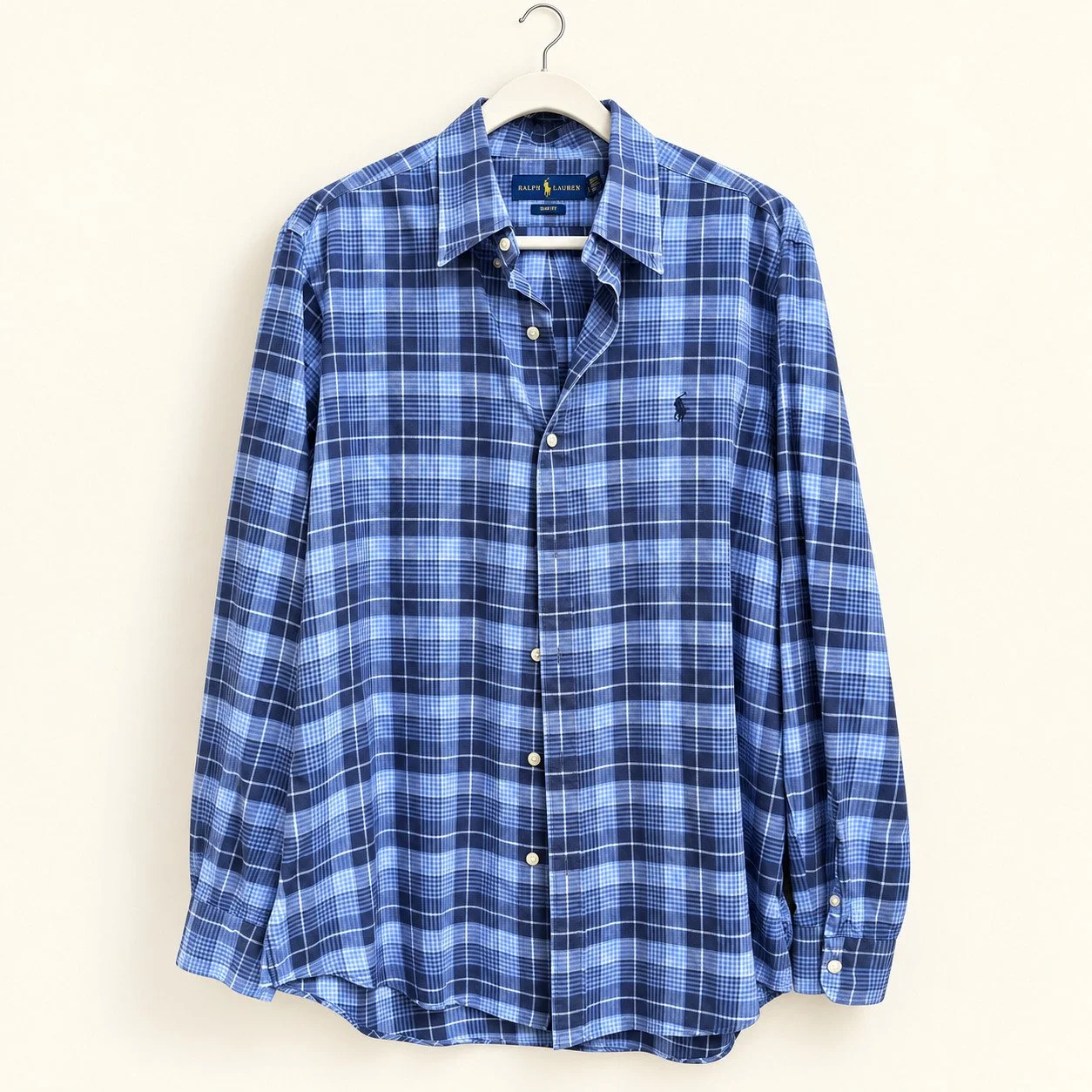 Vintage Ralph Lauren Blue Plaid Button-Down (Slim Fit)