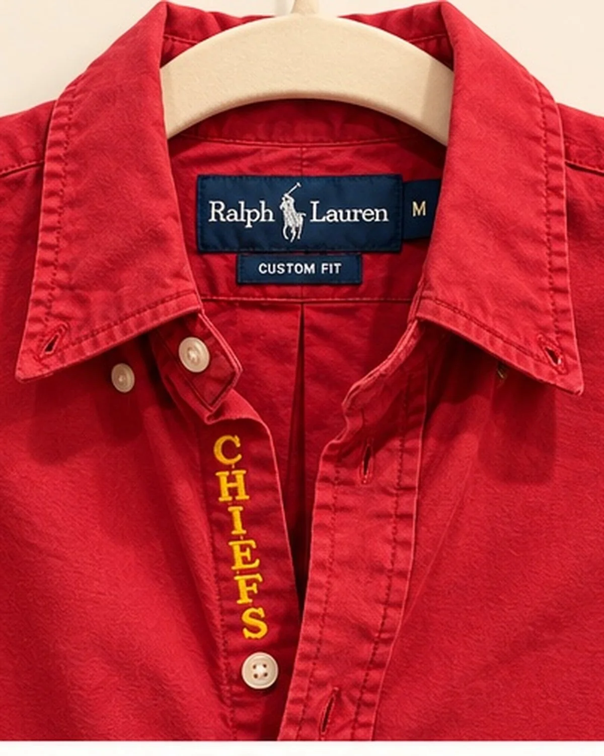 upcycled chiefs icon button-down // #181