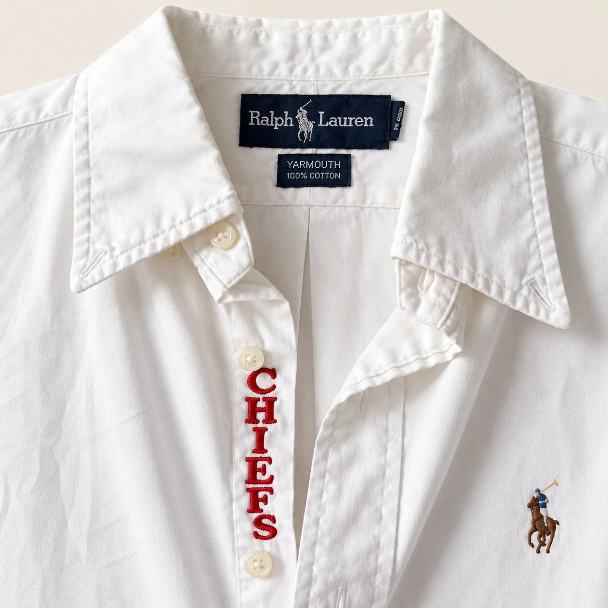 upcycled chiefs icon button-down // #150