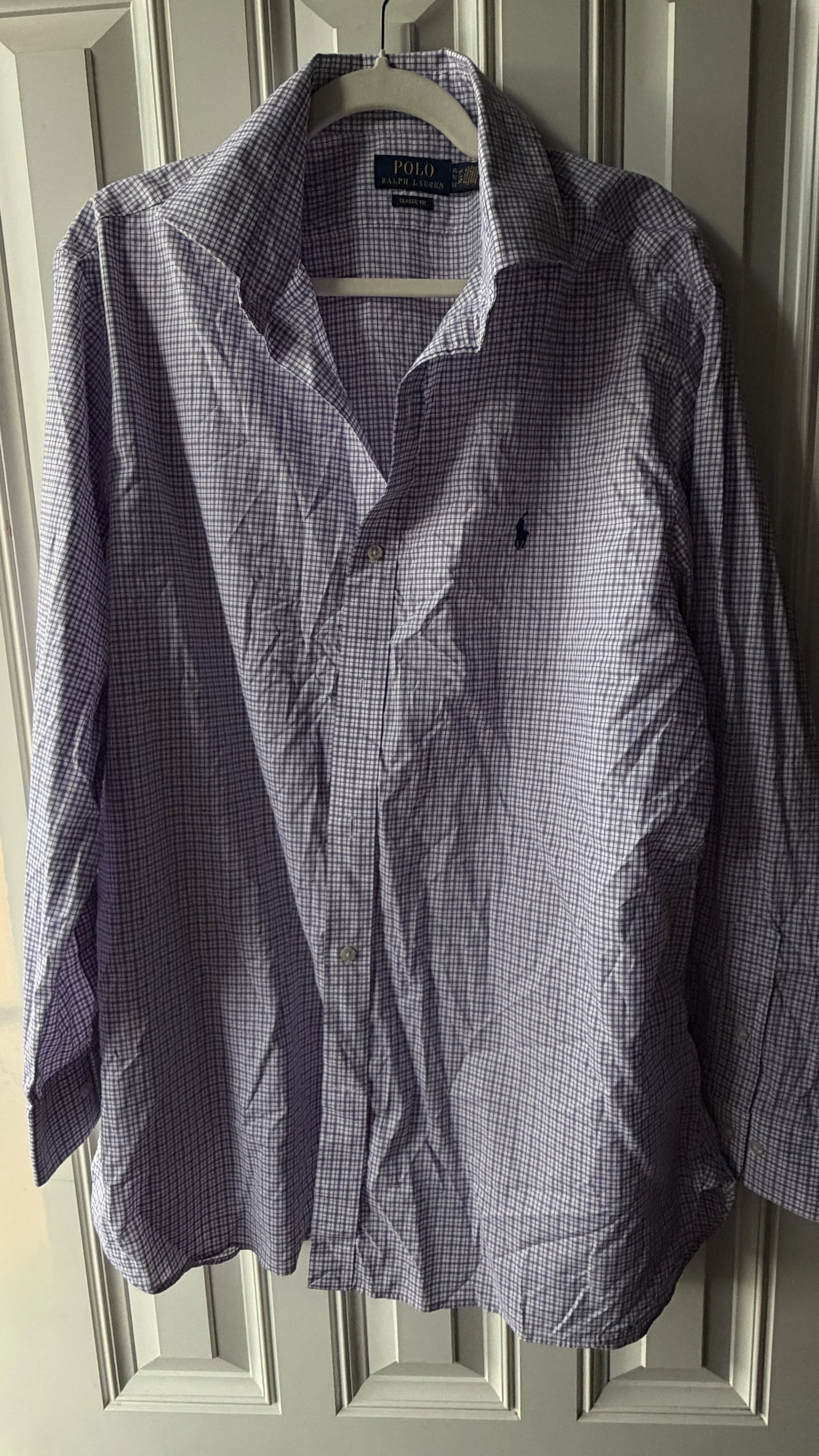 Vintage Polo Ralph Lauren Purple & White Mini Check Button-Down