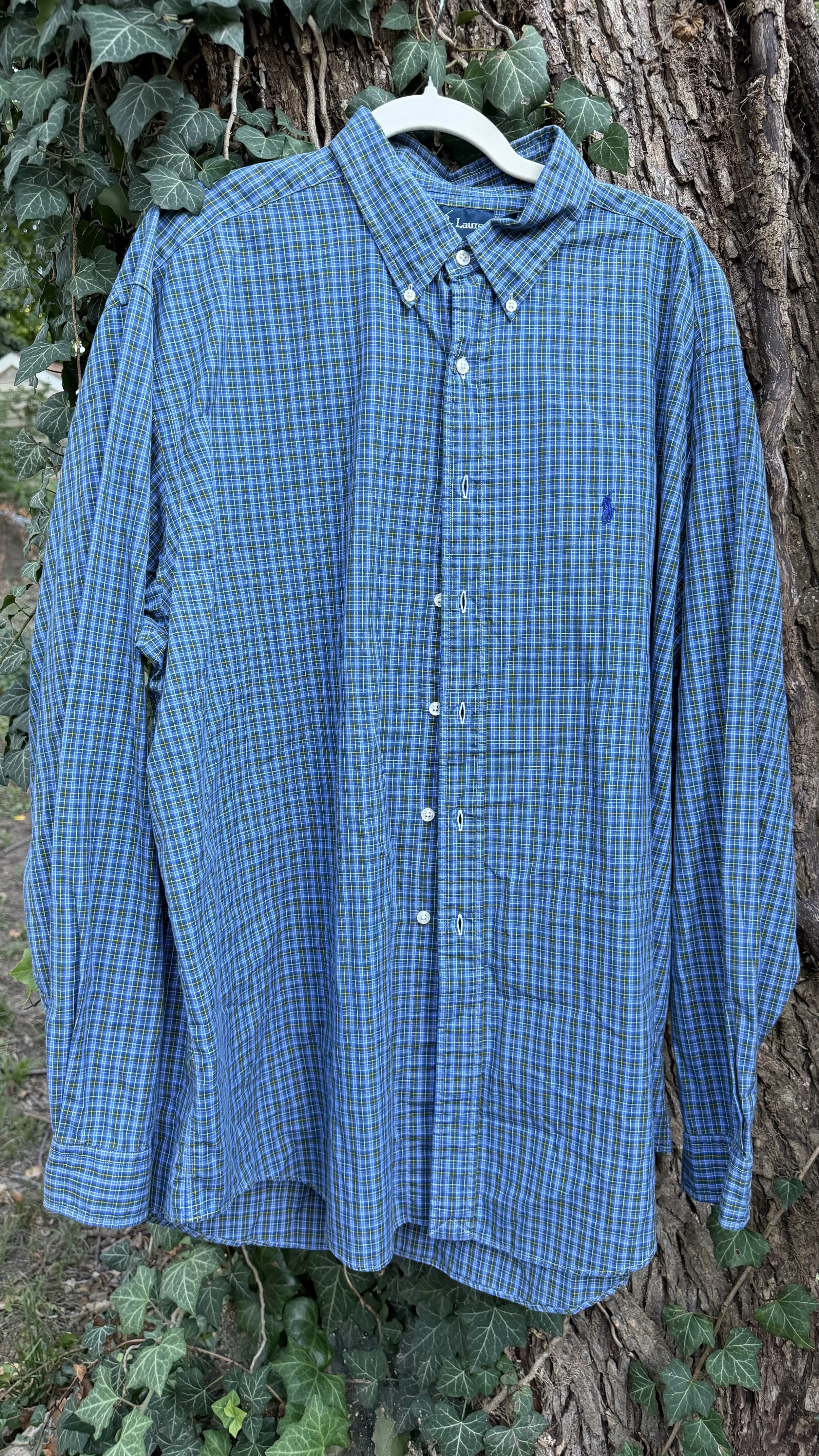Vintage Ralph Lauren Blue & Green Plaid Button-Down (Classic Fit)
