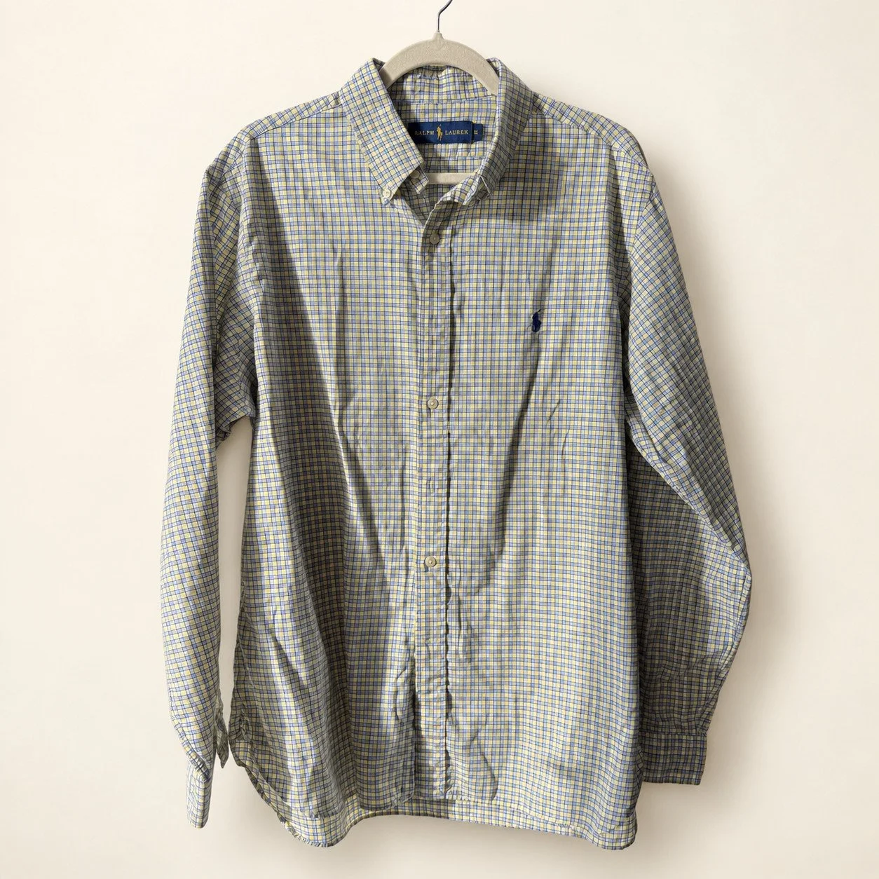 Ralph Lauren Yellow & Blue Windowpane Check Button-Down