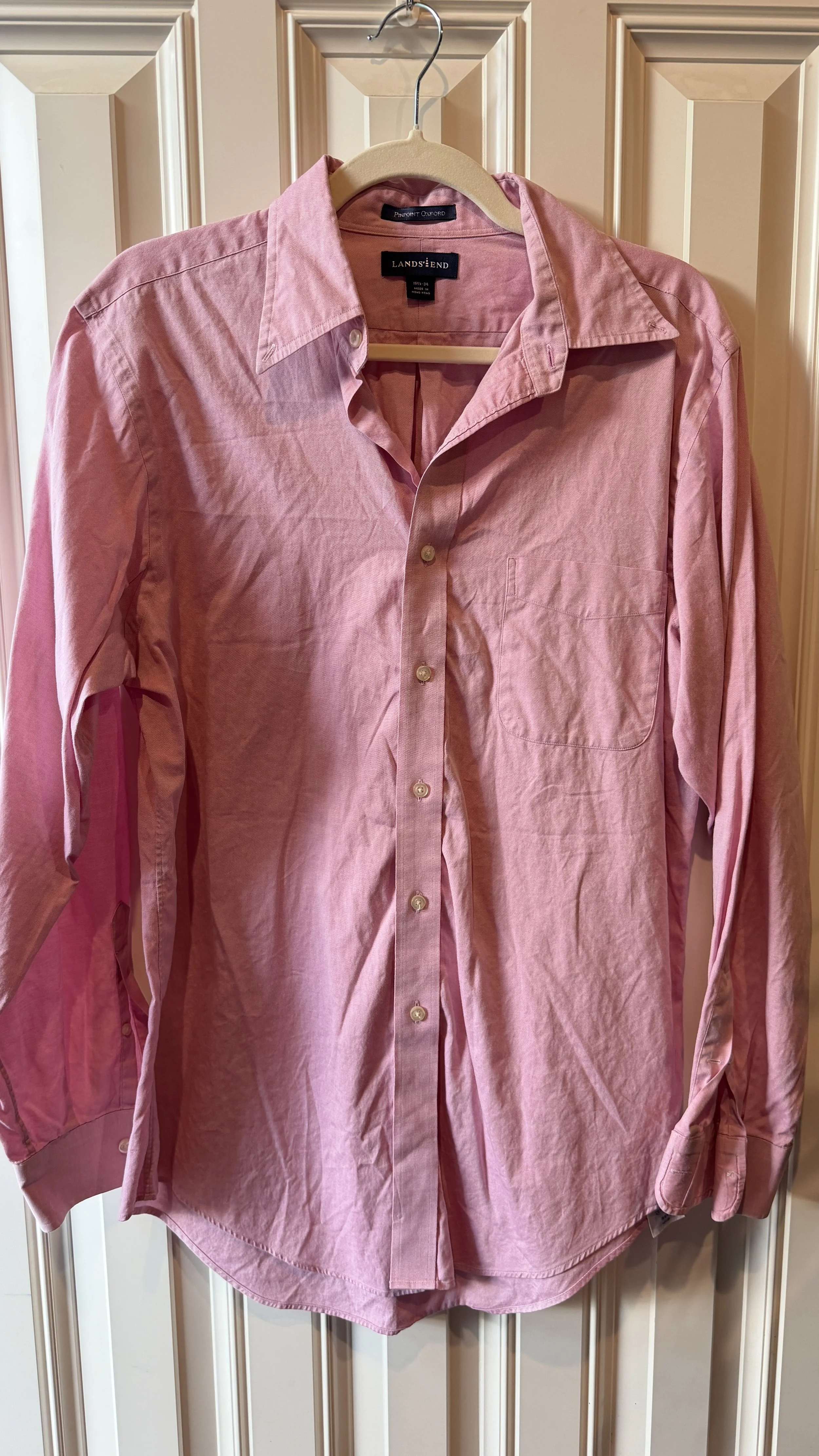 Lands' End Pink Pinpoint Oxford Button-Down