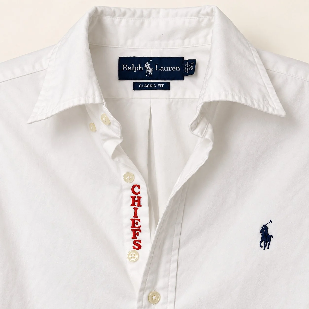 upcycled chiefs icon button-down // #141