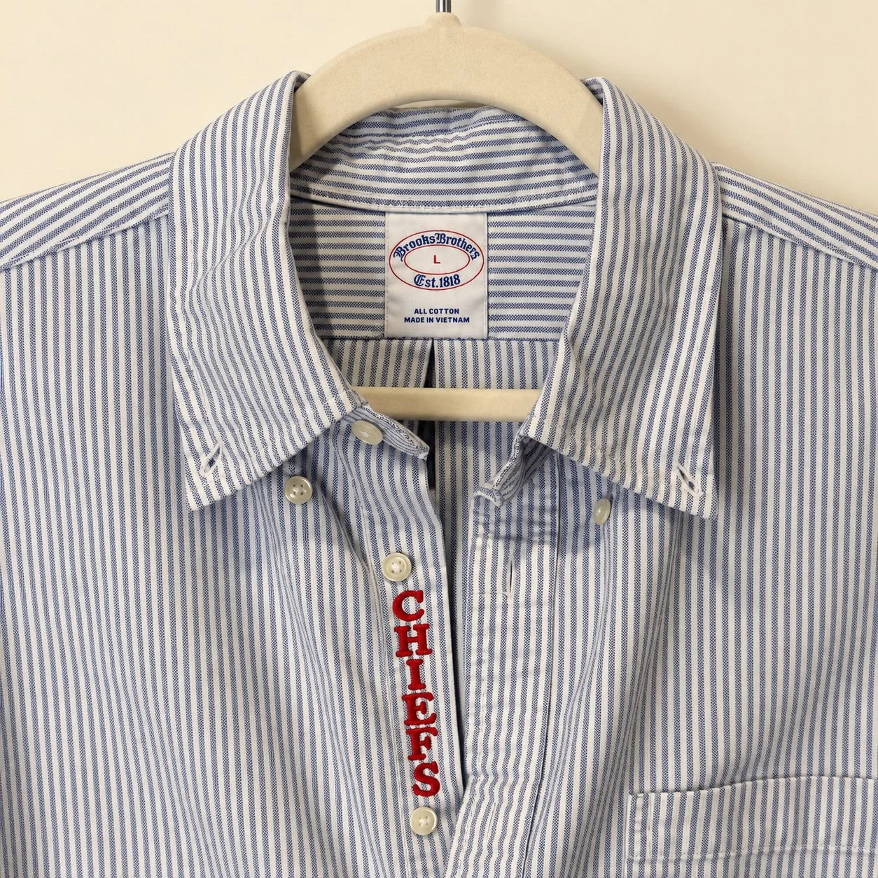 upcycled chiefs icon button-down // #130
