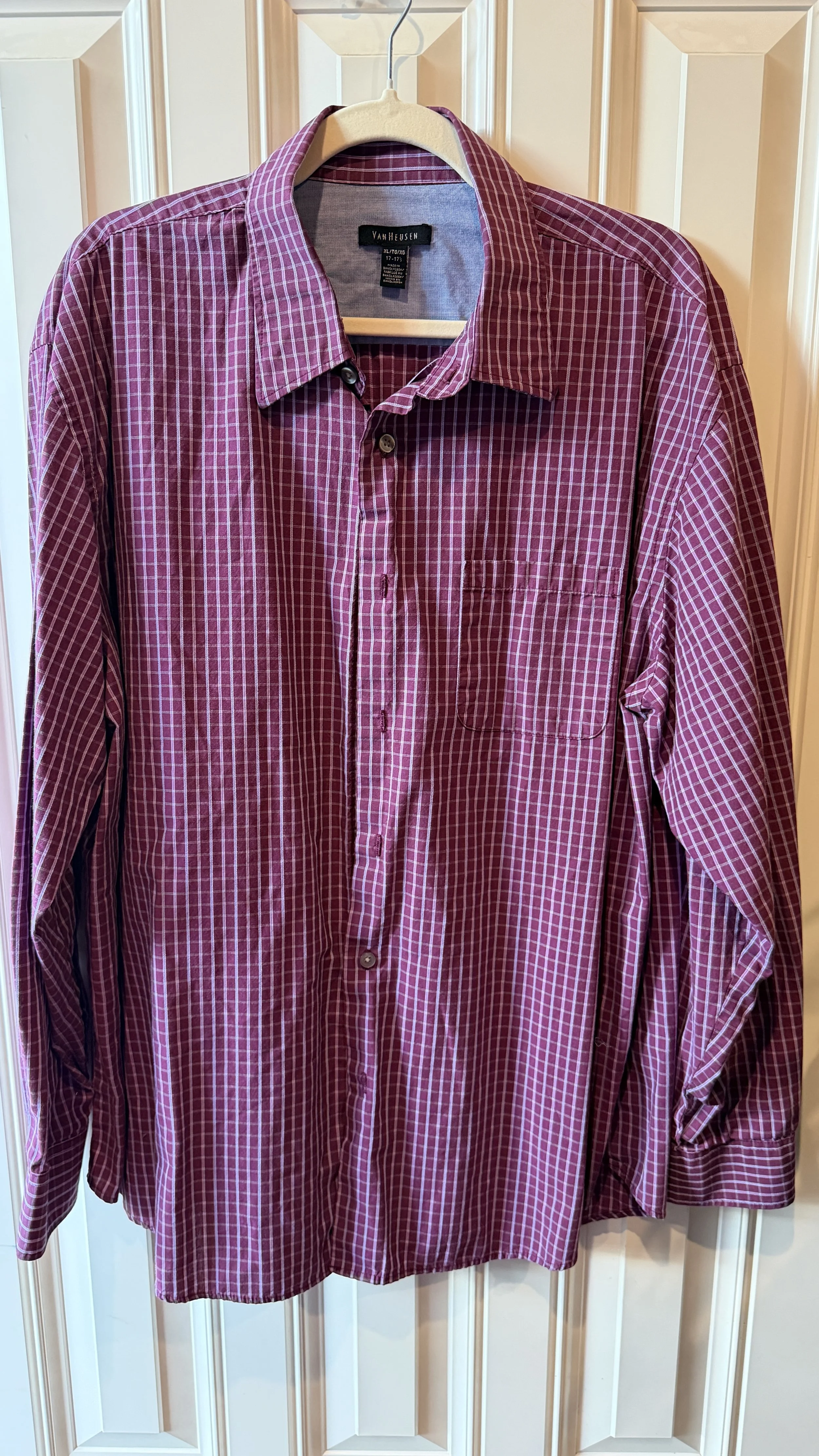 Van Heusen Magenta Windowpane Check Button-Down