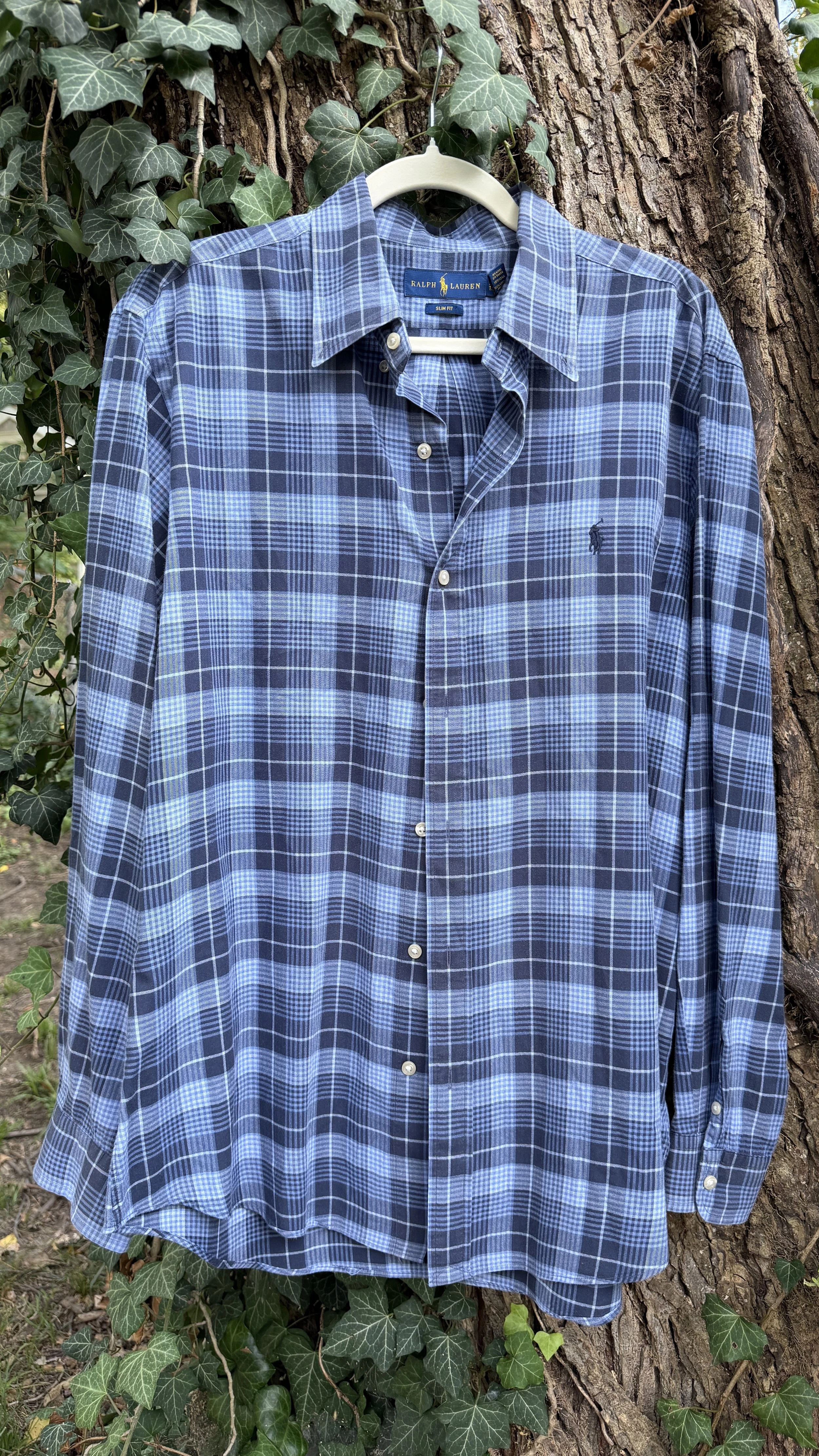 Vintage Ralph Lauren Blue Plaid Button-Down (Slim Fit)