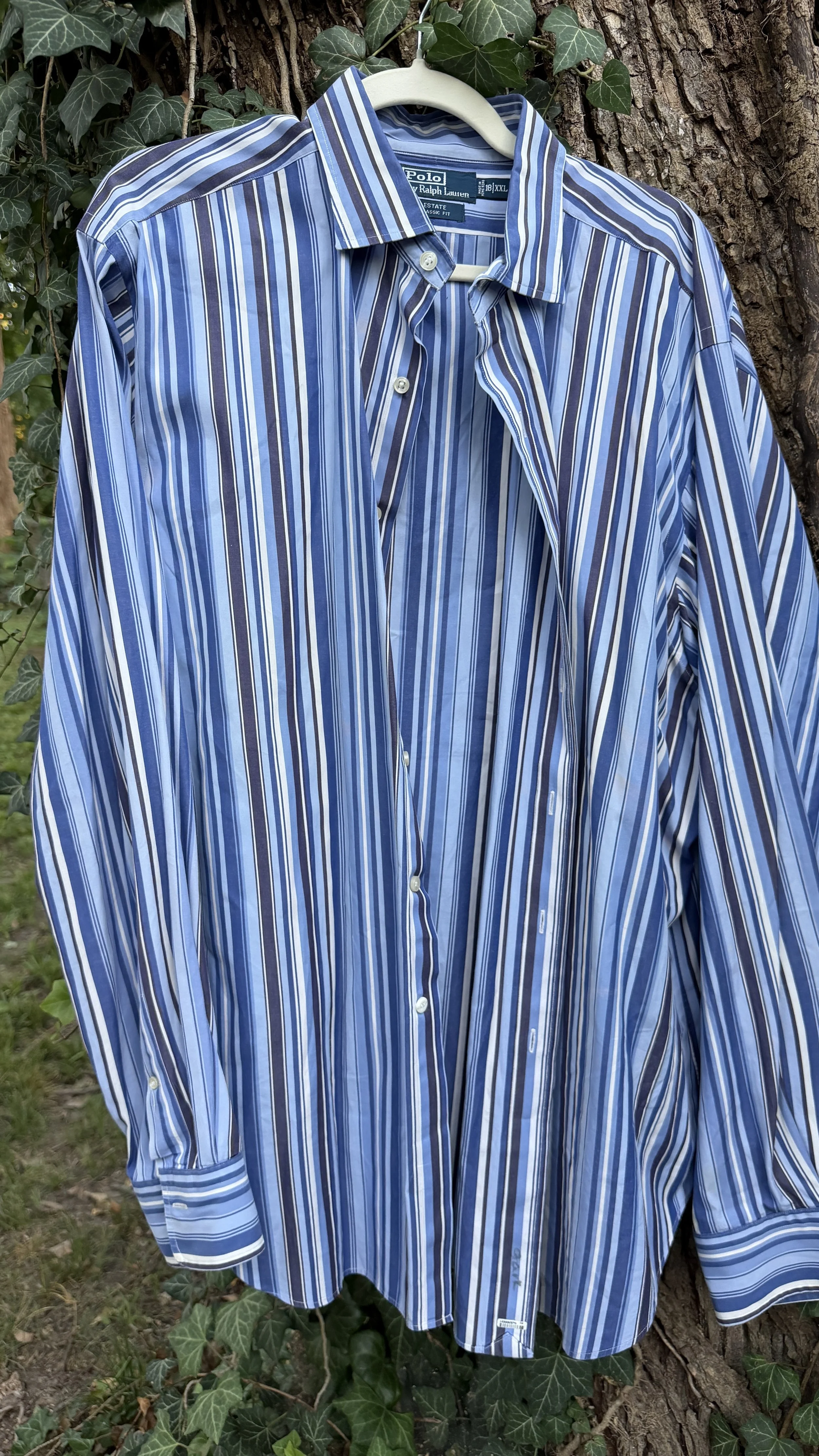 Vintage Polo Ralph Lauren Blue Multi-Stripe Button-Down (Estate Classic Fit)