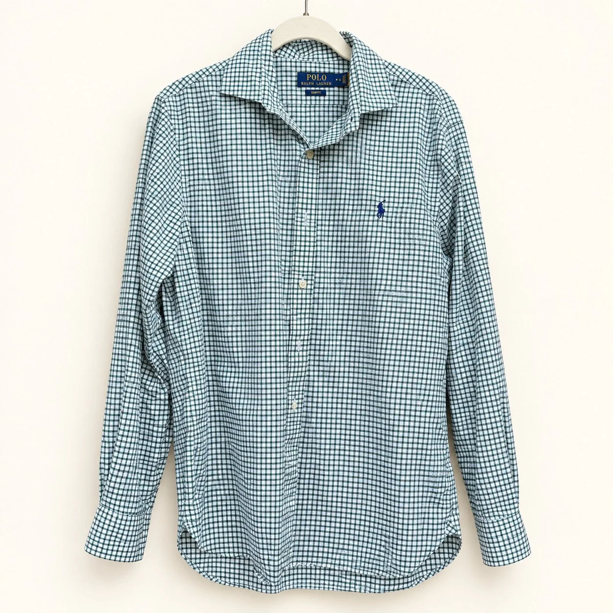 Vintage Polo Ralph Lauren Green Gingham Check Button-Down (Slim Fit)