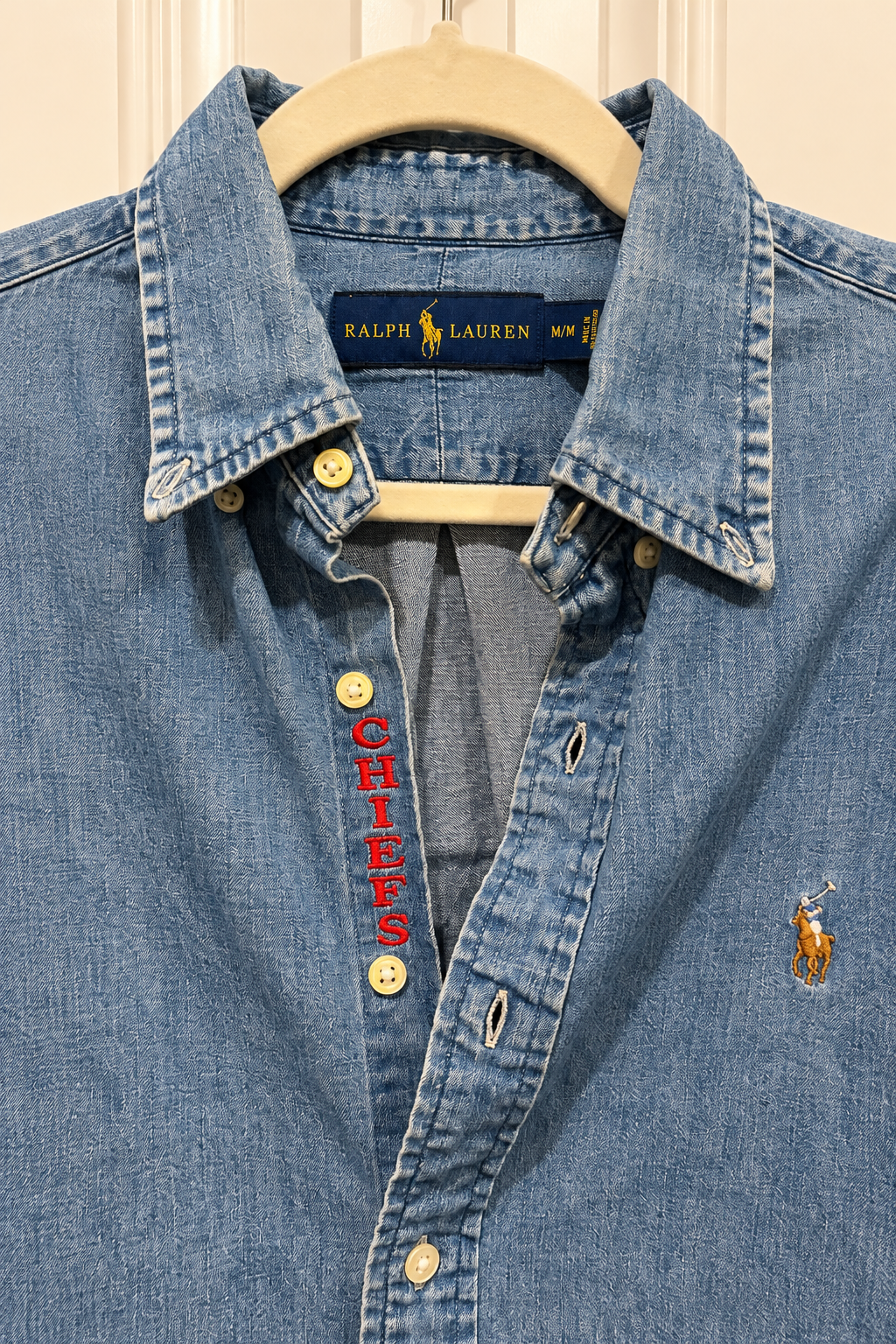 upcycled chiefs icon button-down // #176