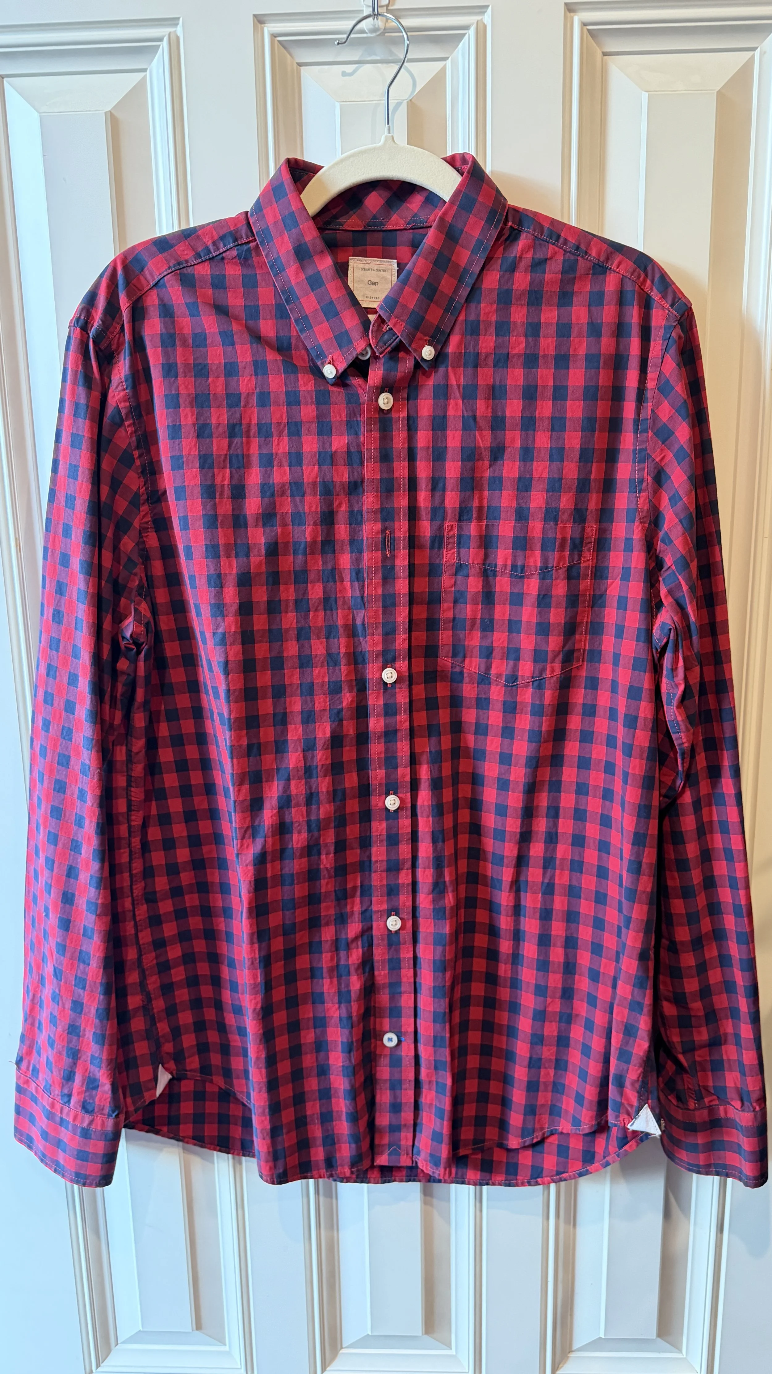 Gap Red & Navy Buffalo Check Button-Down